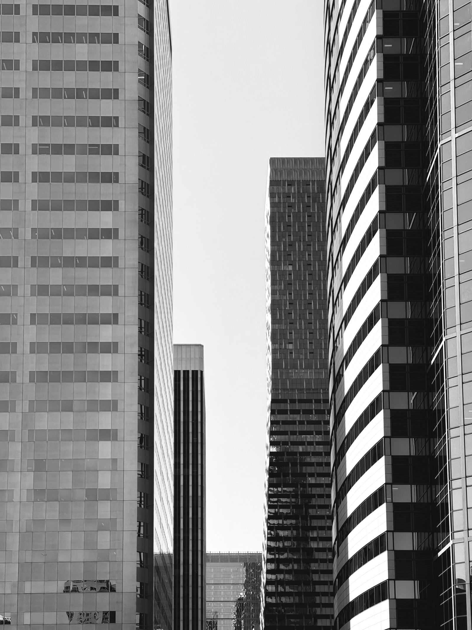 A black and white photo of tall buildings · Free Stock Photo