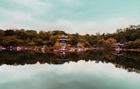 Serene Reflections at a Tranquil Asian Lake