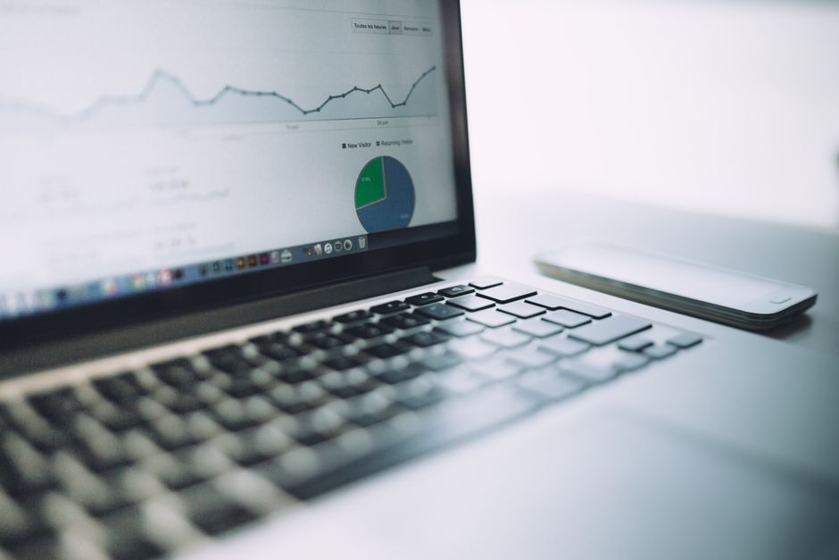 Computer screen showing analytics dashboard with engagement graphs
