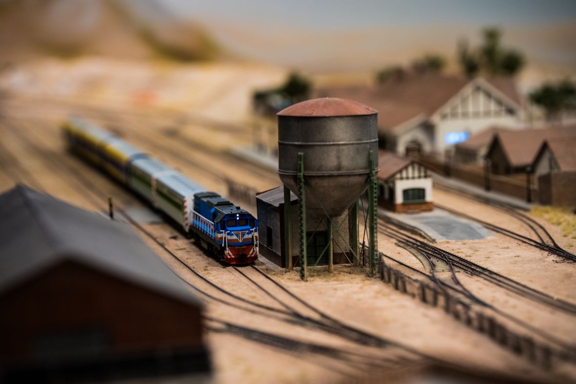 Miniature Train Model on Railway Set · Free Stock Photo