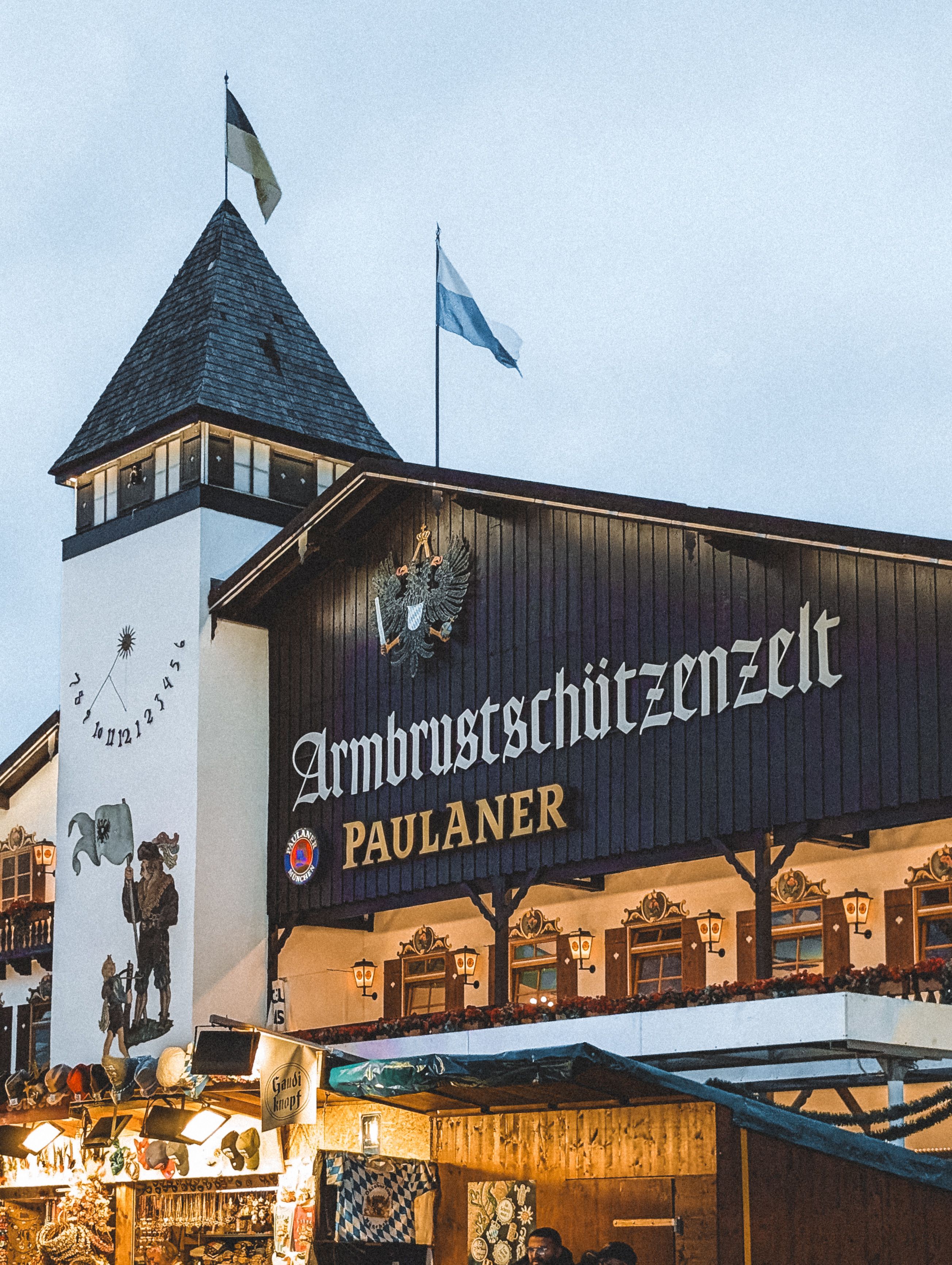 The Armbrustschuetzenzelt beer tent at Oktoberfest in Munich, Germany, during the festival