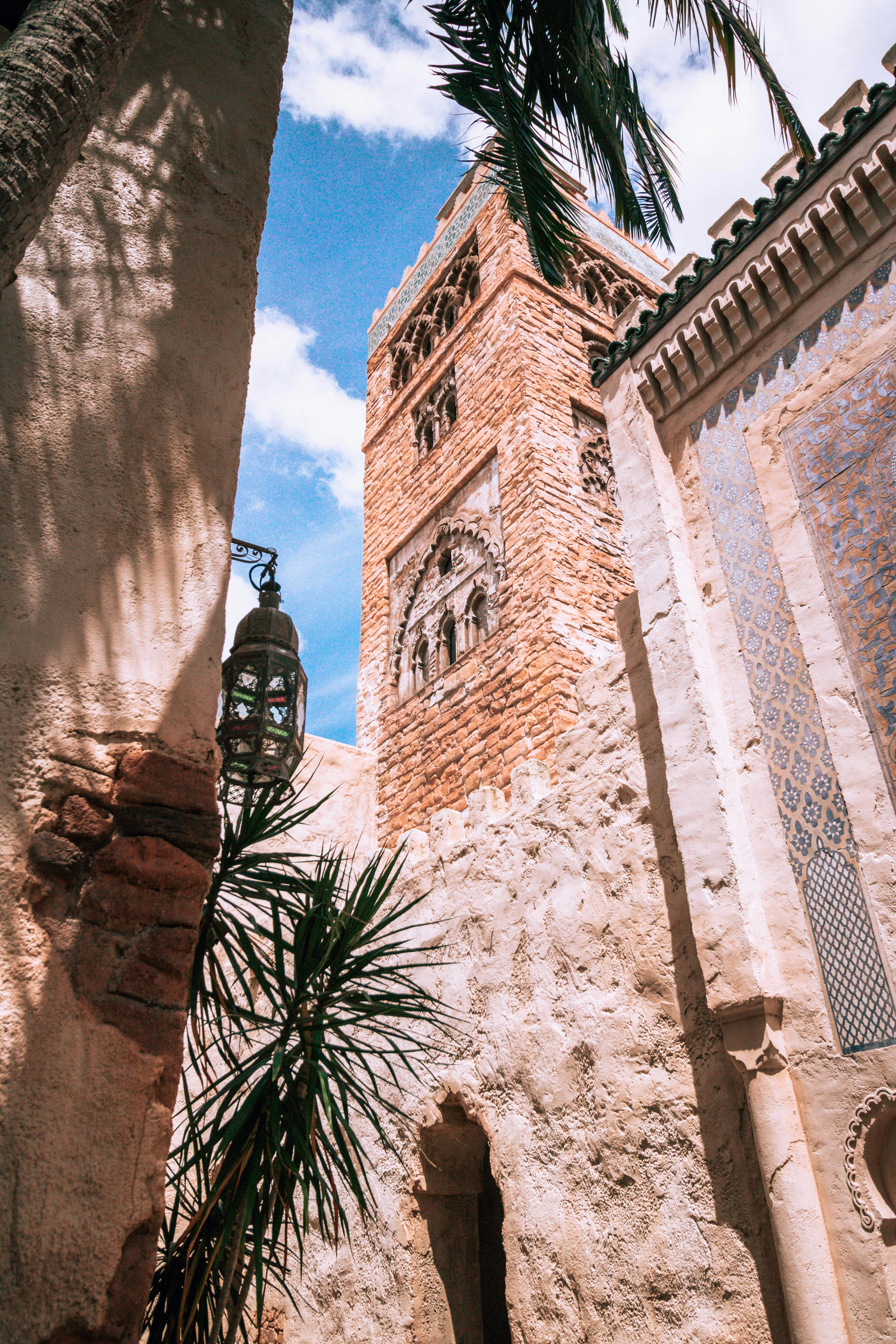 A stunning view of Moroccan-inspired architecture at Epcot's Morocco Pavilion in Florida.