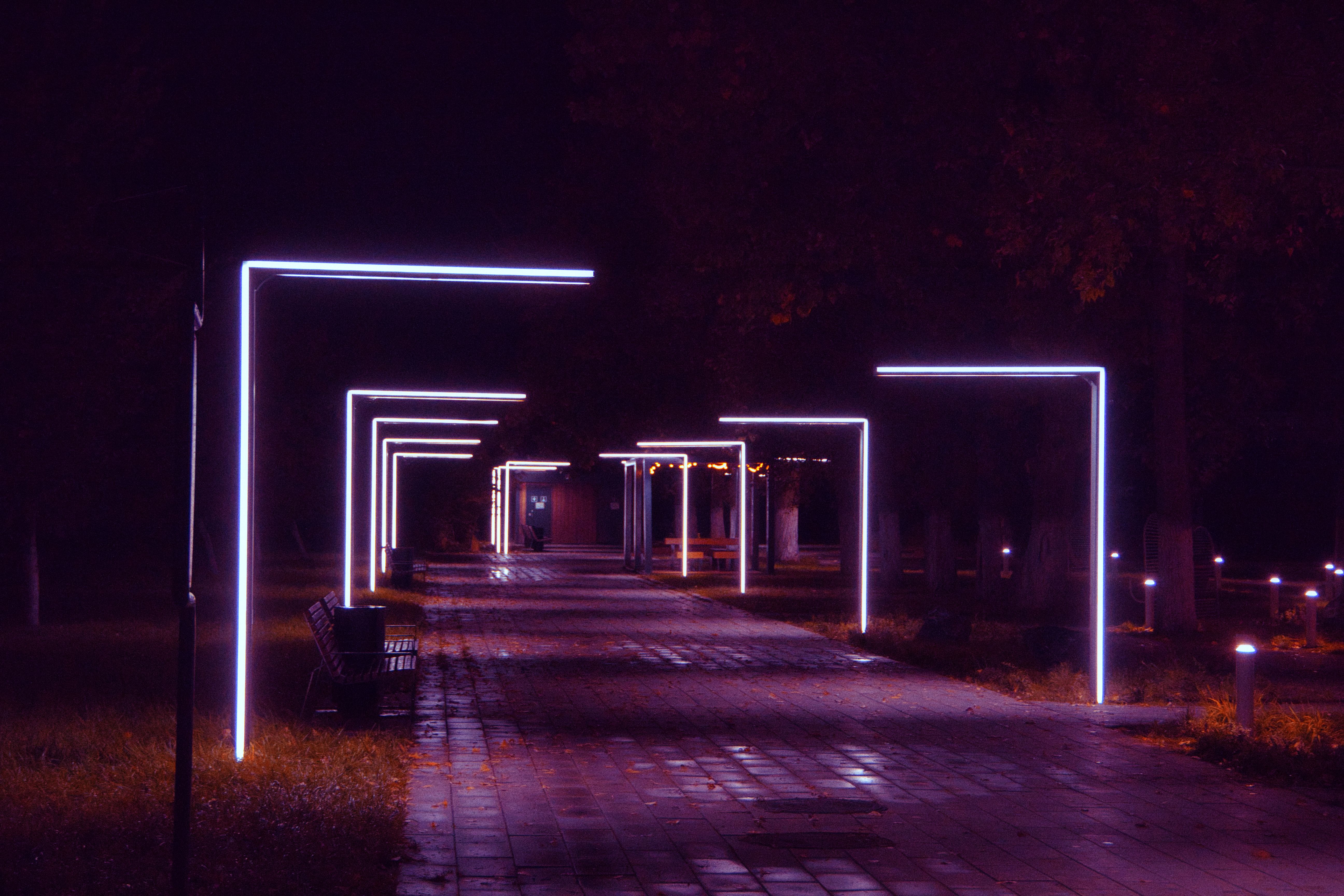 Futuristic Neon Pathway at Night · Free Stock Photo