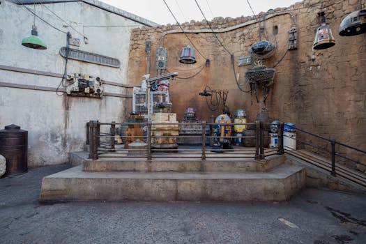 A thematic Star Wars droids display at Disney's Hollywood Studios in Bay Lake, Florida.