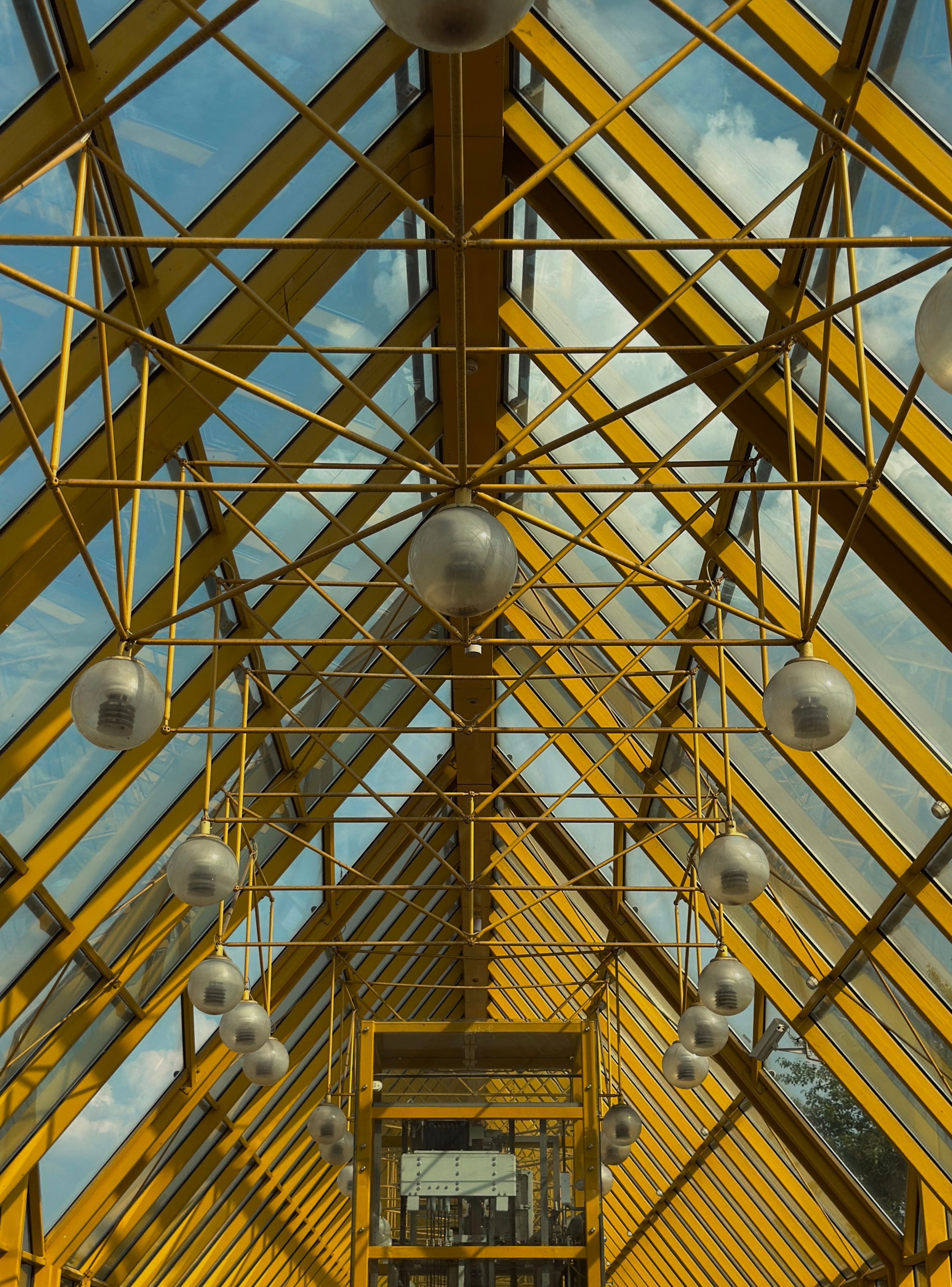 Yellow Geometric Ceiling in Modern Architecture · Free Stock Photo