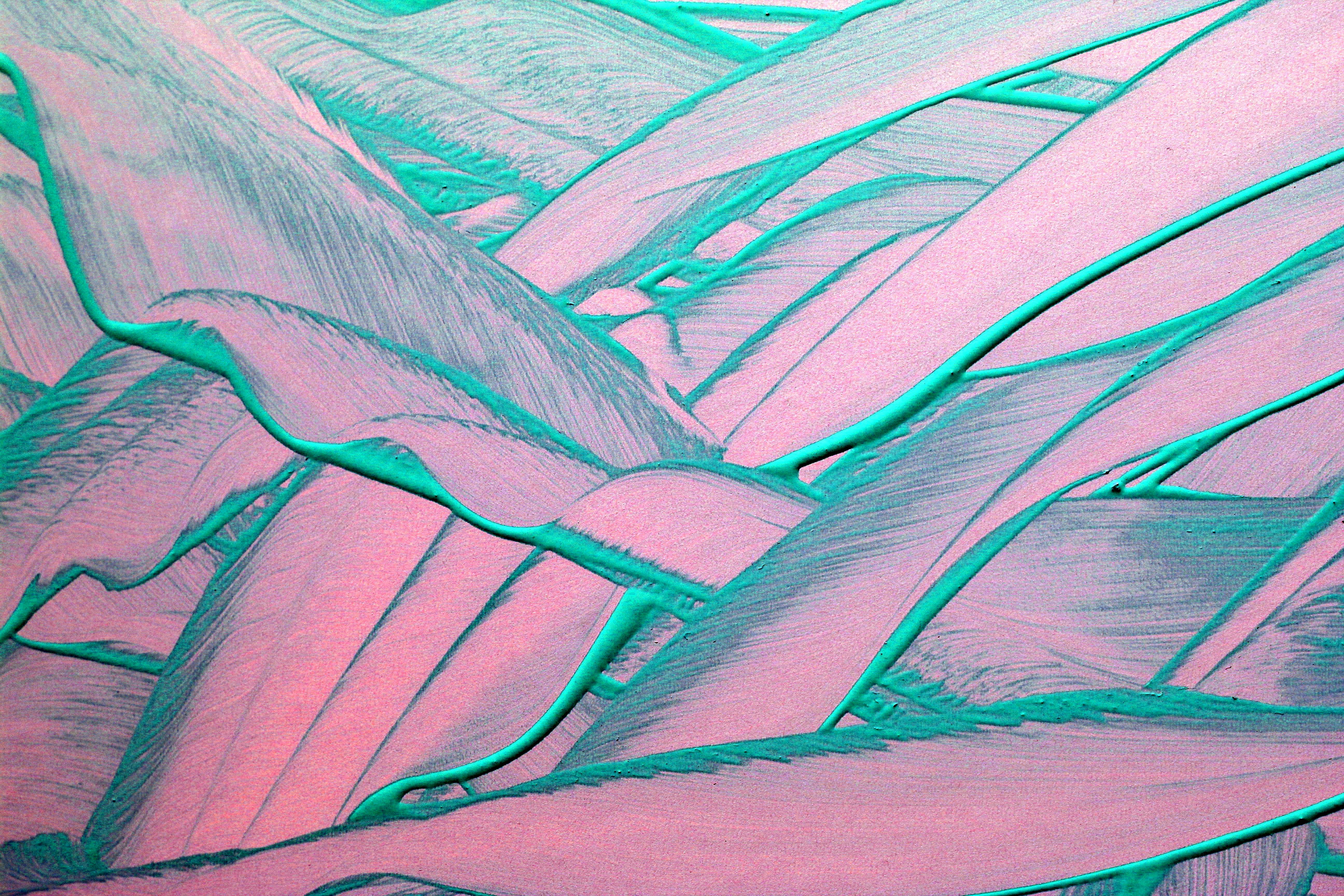 Abstract Pastel and Teal Brushstroke Art