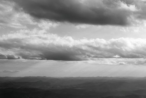 Free Black and white landscape of clouds over Minas Gerais mountains, Brasil. Stock Photo