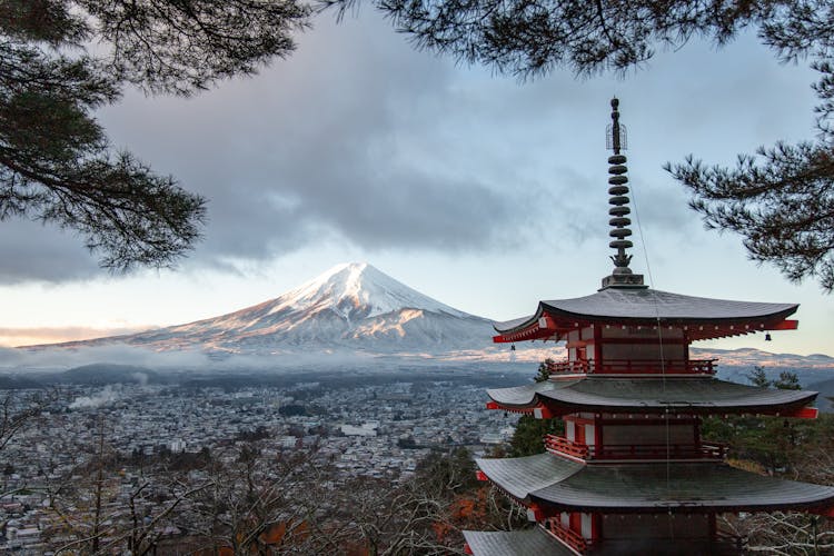 Red And Gray Pagoda Temple