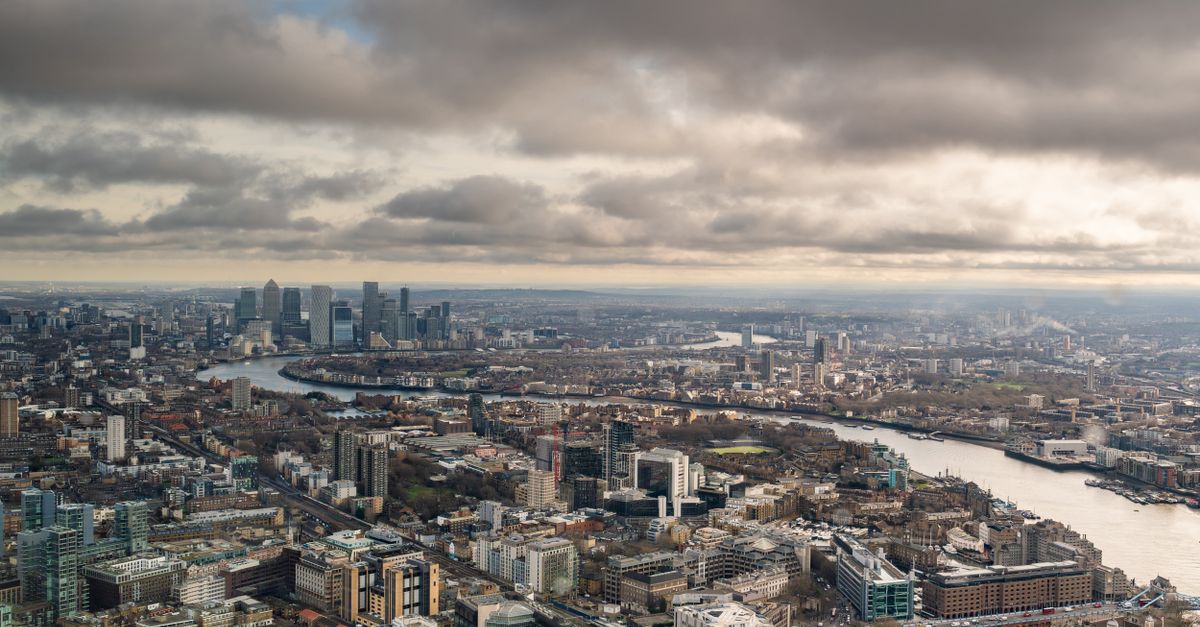 Thames View Text Aerial View of London's Skyline and Thames River · Free Stock Photo