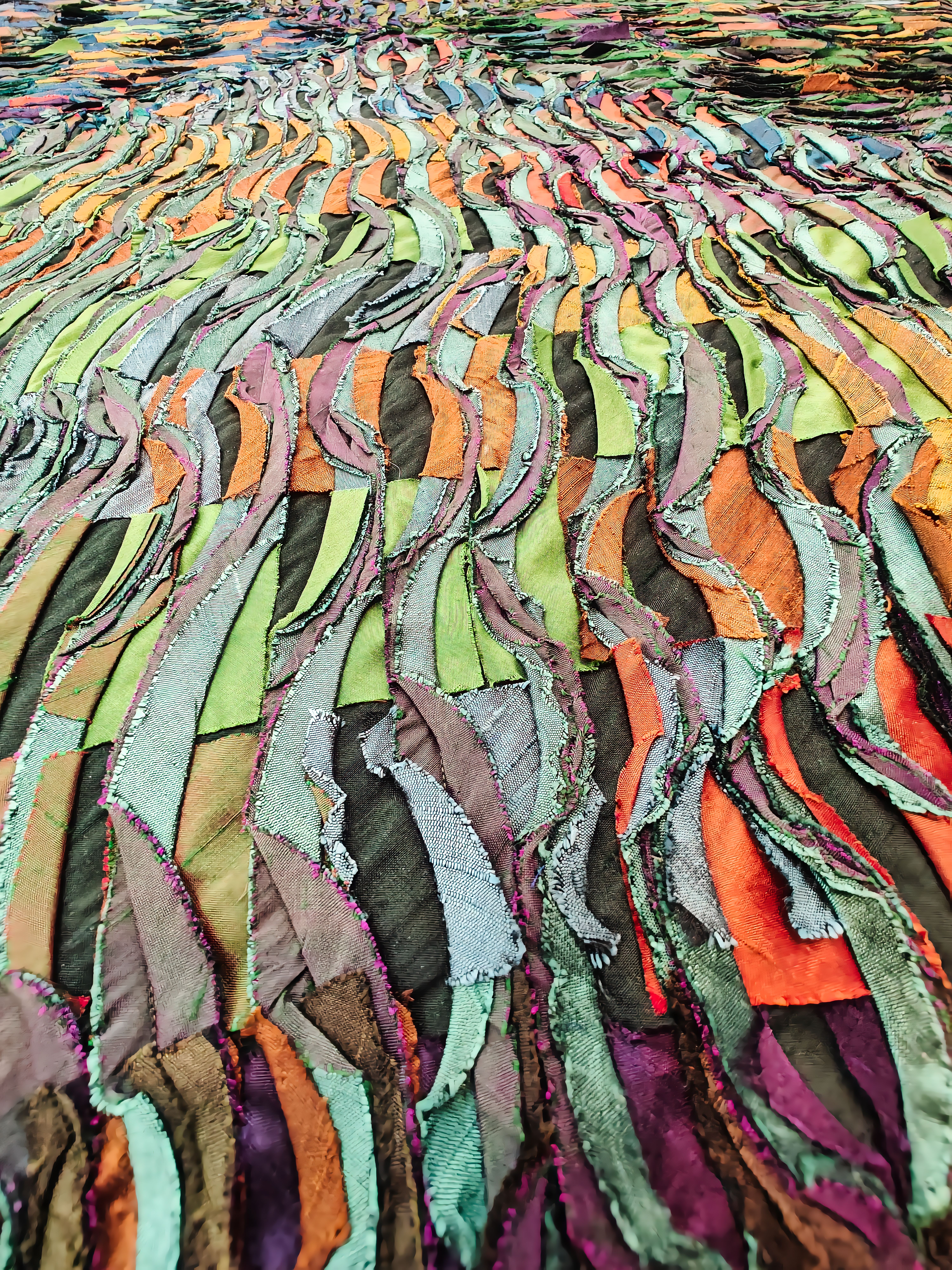 Colorful Abstract Textile Art with Wavy Patterns · Free Stock Photo