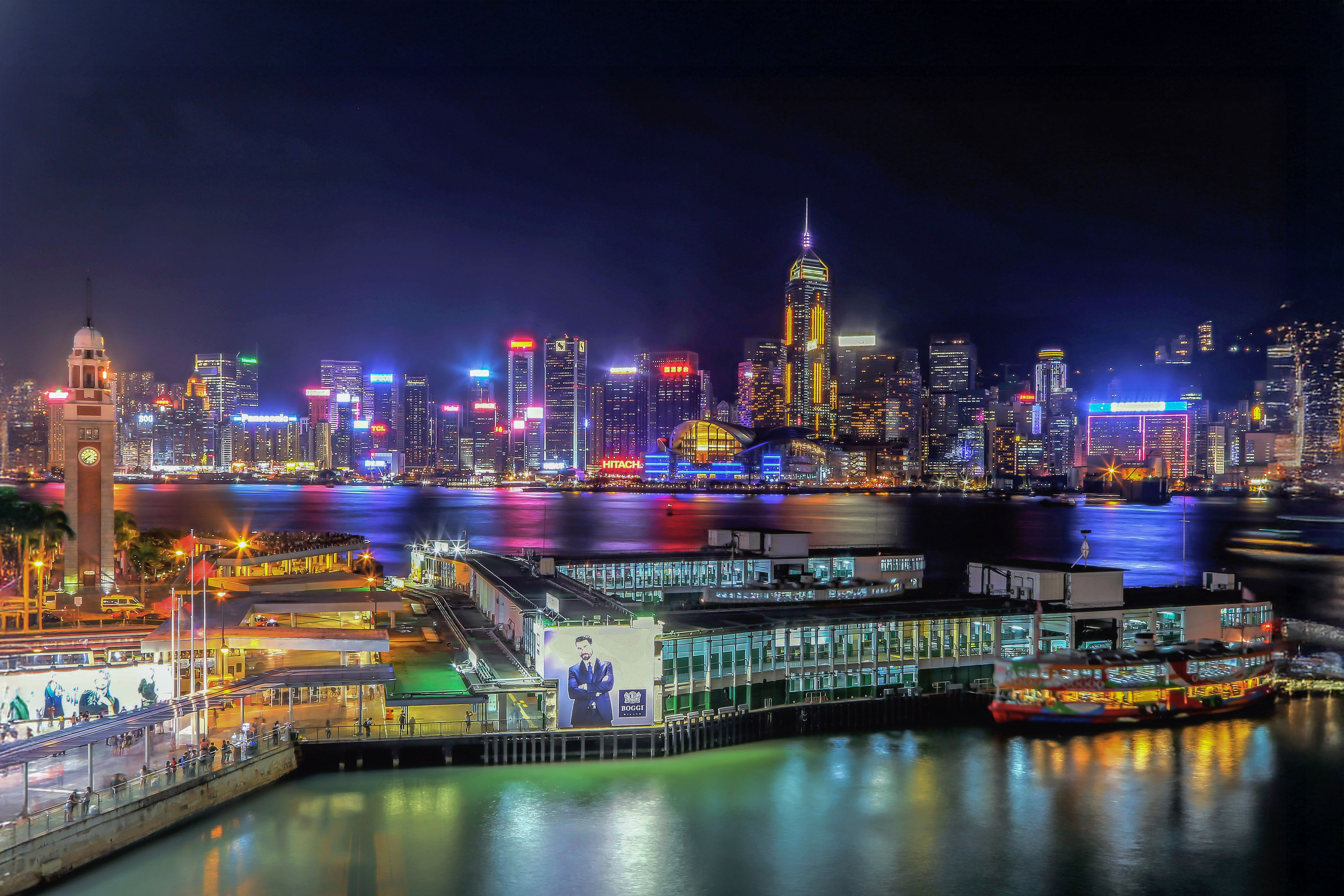 Vibrant Hong Kong Skyline at Night · Free Stock Photo