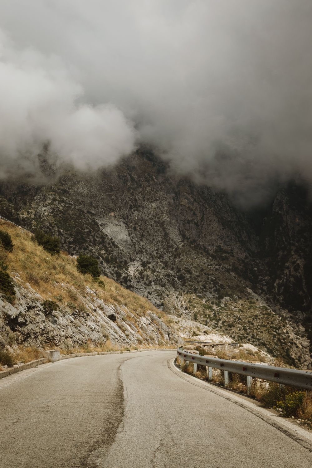 Winding mountain road through Llogara Pass in Albania