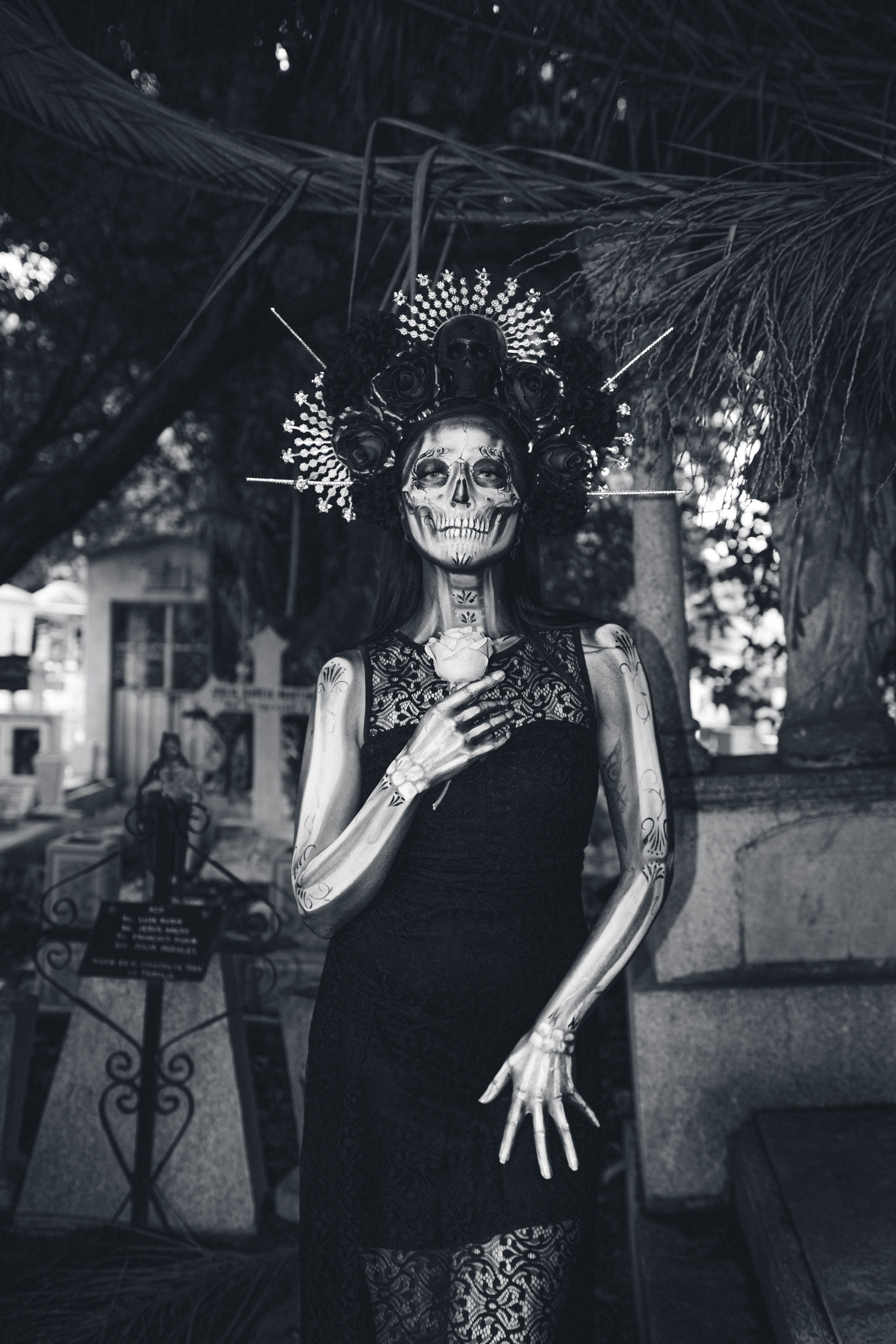 Dramatic Dia de los Muertos Celebration Portrait  Free Stock Photo