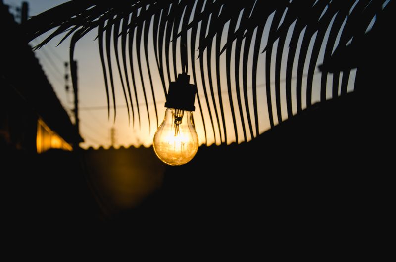 Close-up of a warm glowing LED smart bulb