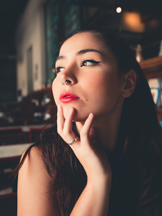 Woman Wearing Black Top