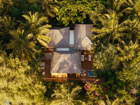 Luxurious villa surrounded by lush tropical greenery in Tanzania.