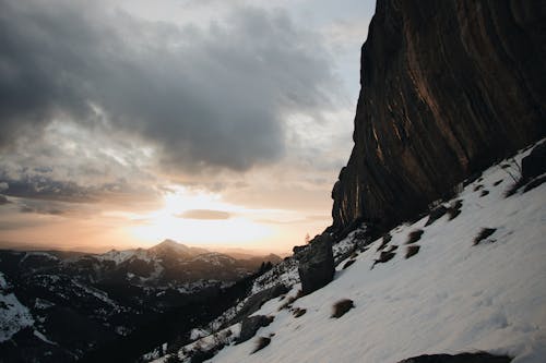 Snow-capped Mountain Under Cloudy Sky