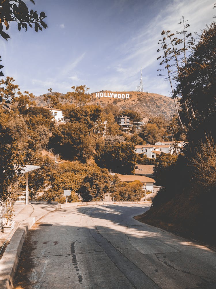 Hollywood Sign Viewing Houses Under Blue And White Sky