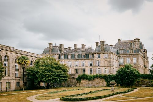 Free Stunning view of a neoclassical building in Vannes, Bretagne, France, with cloudy skies. Stock Photo