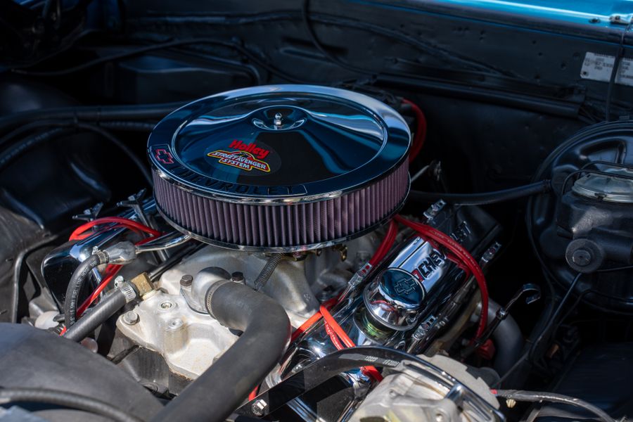 Detailed view of an engine with a performance air filter