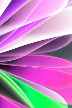 Vibrant abstract design featuring colorful paper folds in pink, purple, and green hues.