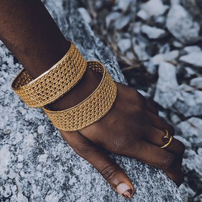 Wide Gold Cuff Bracelet Pair