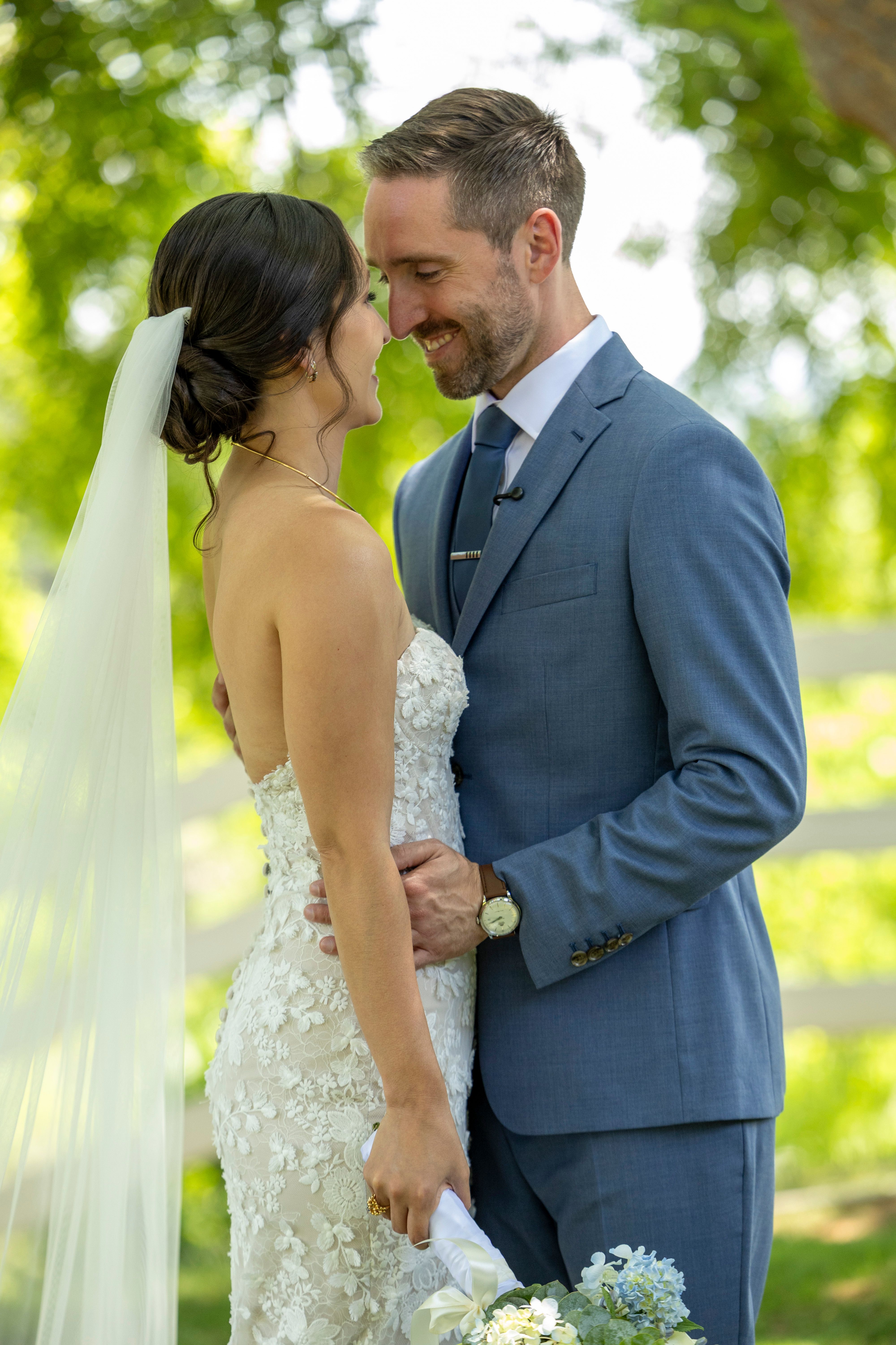 Romantic Outdoor Wedding Couple Embrace · Free Stock Photo