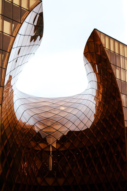 Free Unique curved facade of modern architecture in Malmö, Sweden, showcasing Scandinavian design. Stock Photo