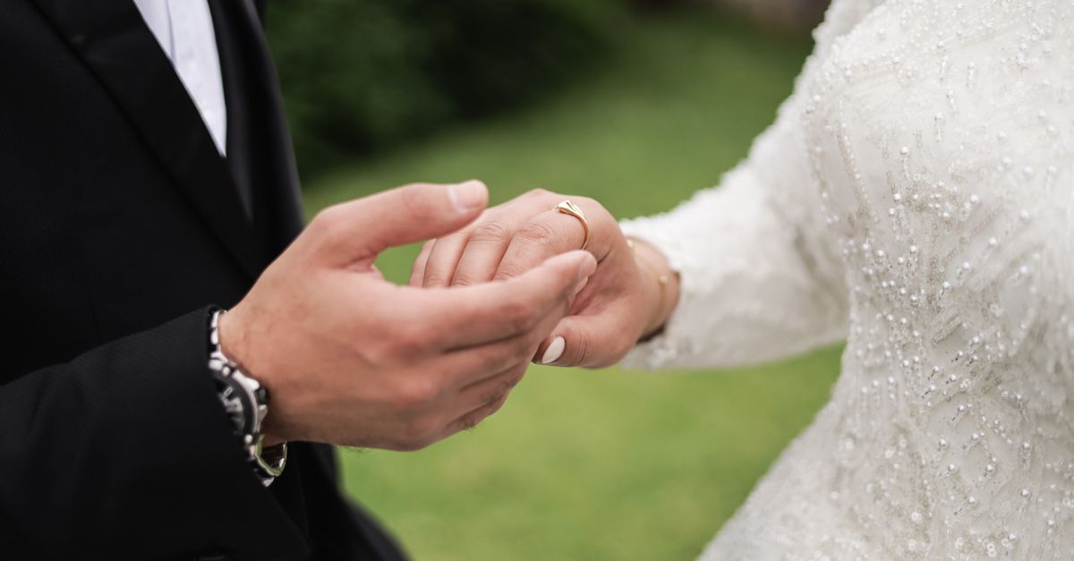 Couple celebrating their wedding day