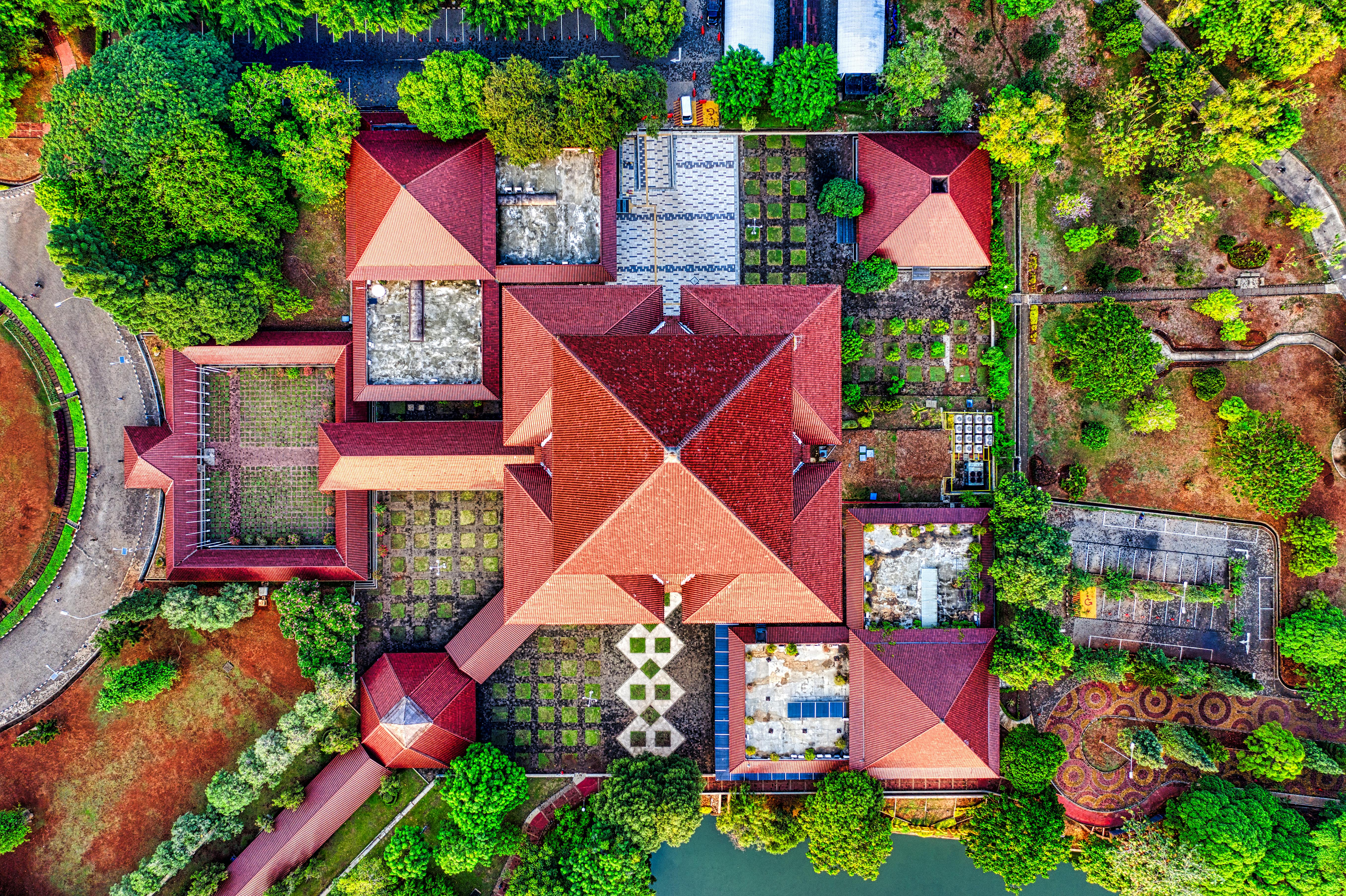 aerial photography of brown houses