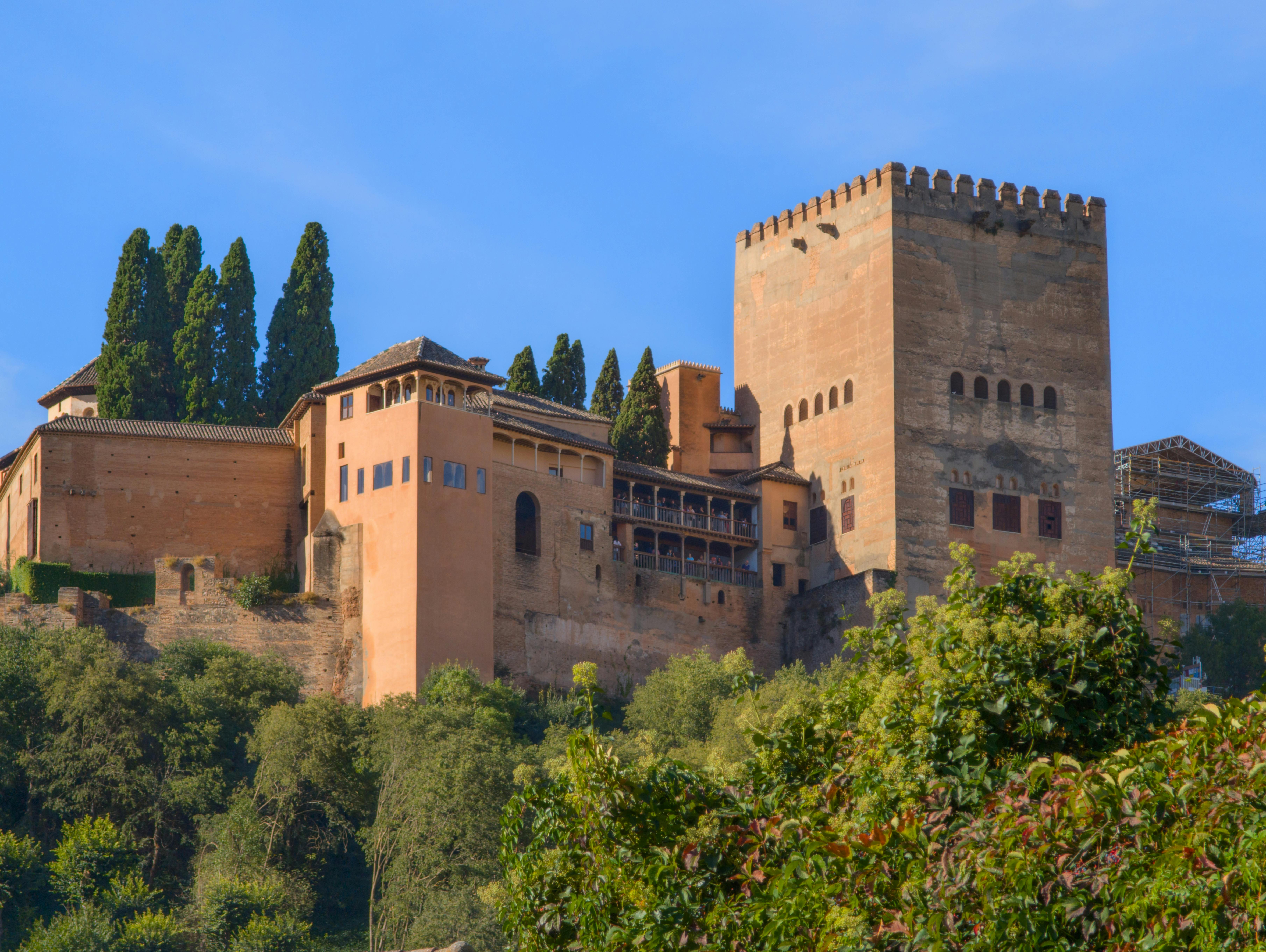 Stunning view of Alhambra, showcasing its medieval architecture in Granada, Spain.