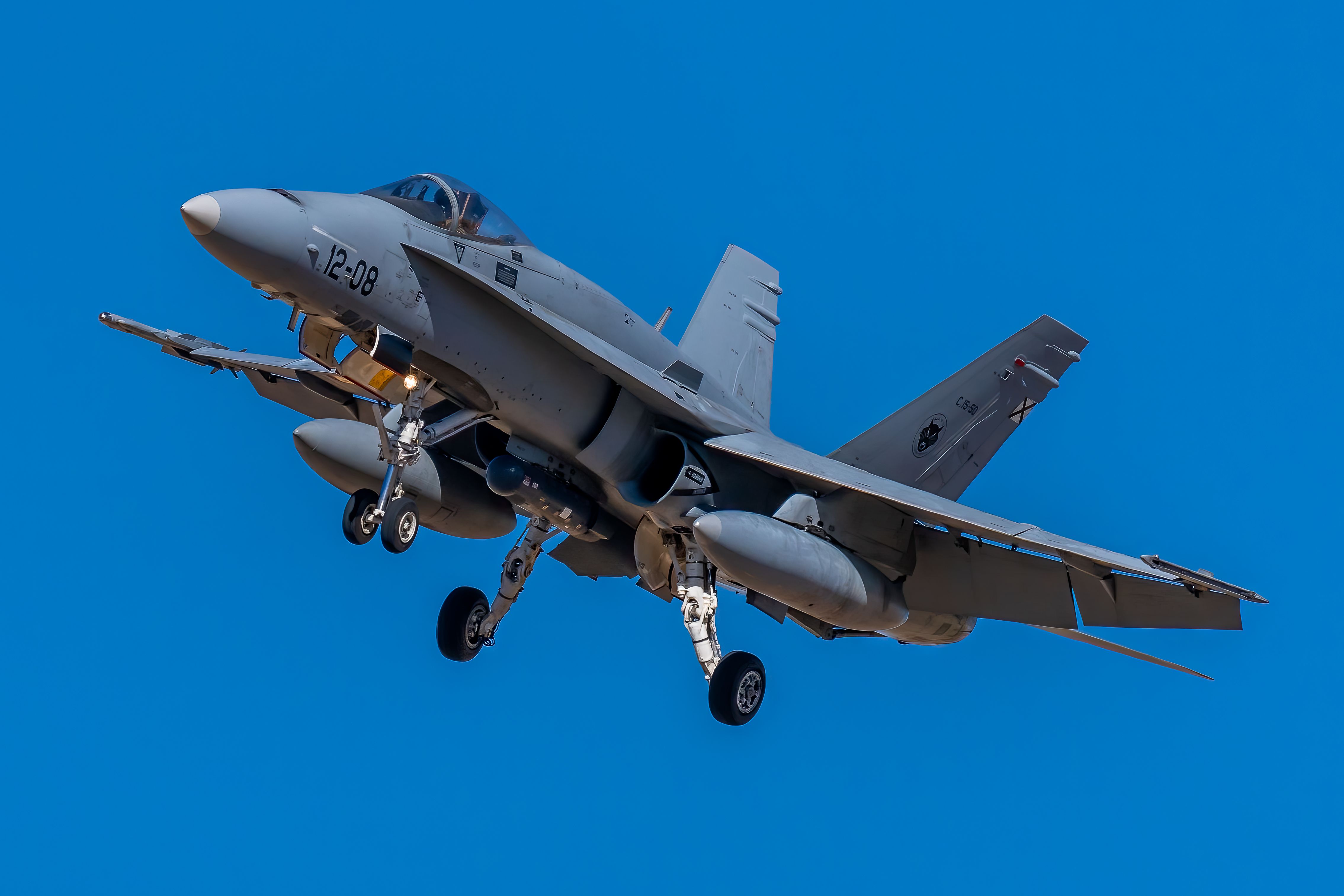 Military Jet F-18 in Flight Against Clear Sky · Free Stock Photo