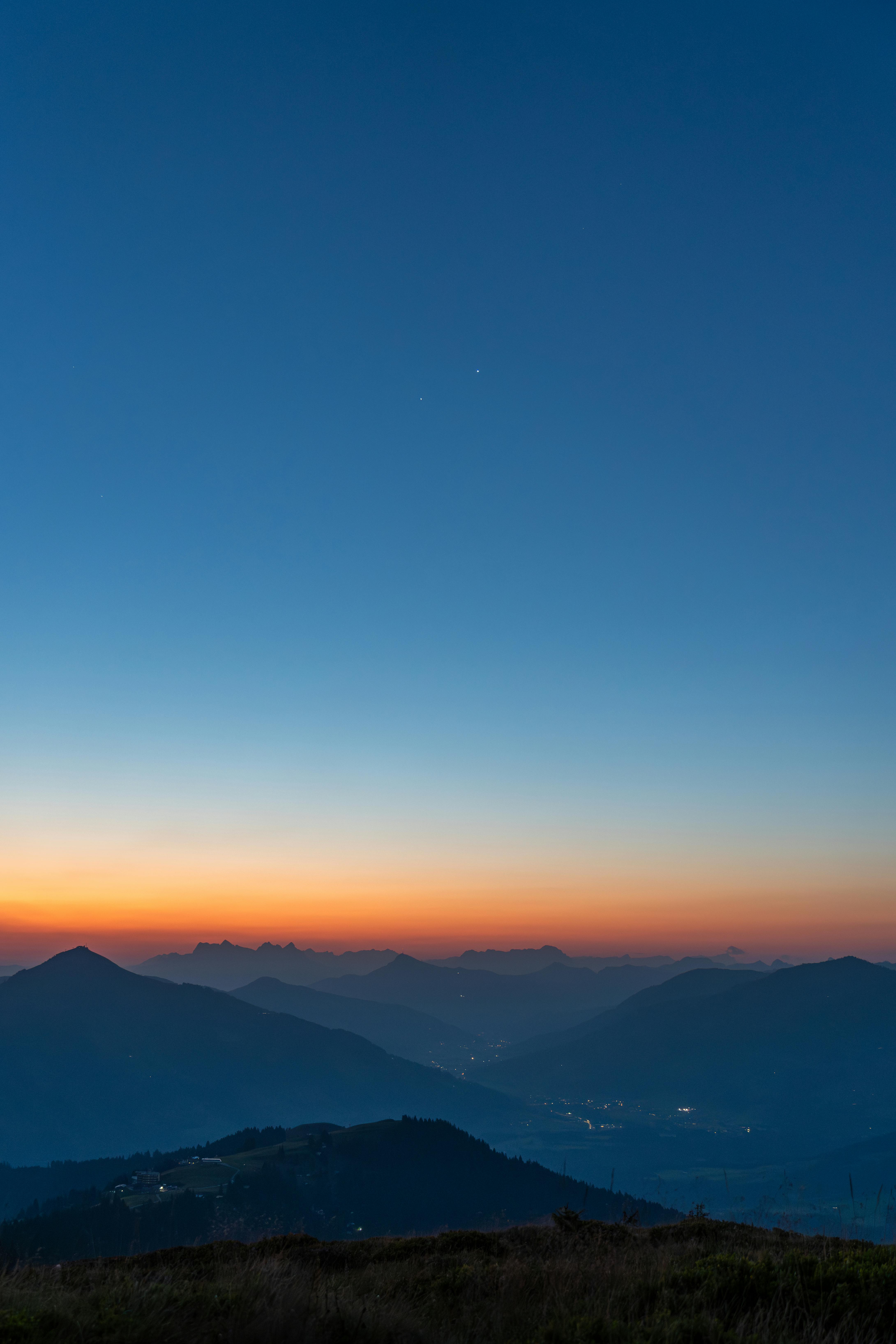 Twilight panorama of Wildschönau-Niederau, Austria showcasing beautiful mountain landscapes.