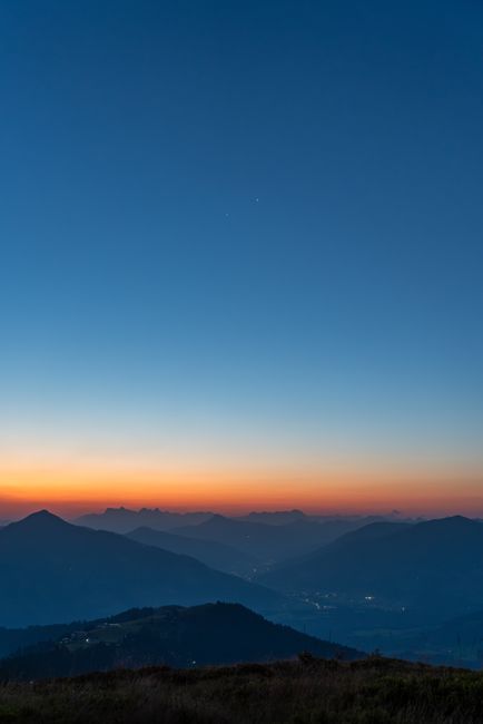 Twilight panorama of Wildschönau-Niederau, Austria showcasing beautiful mountain landscapes.