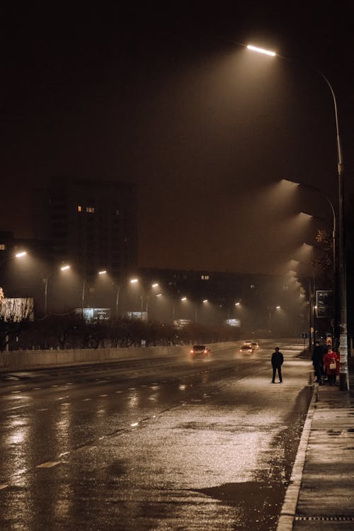 Základová fotografie zdarma na téma déšť, noc, pouliční lampy