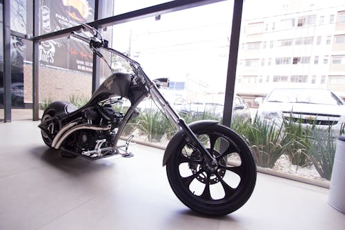 Parked Black Bobber Motorcycle