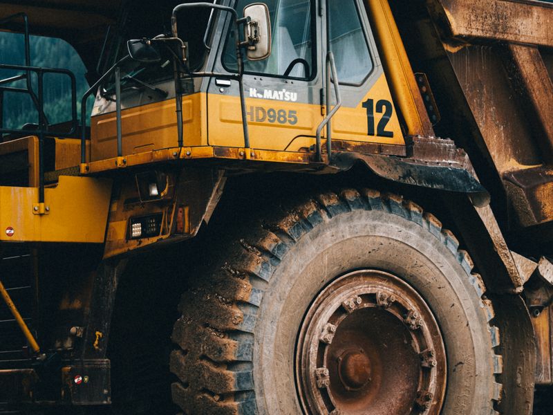 Massive dump truck in mining operation