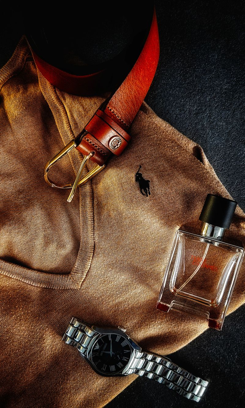 Fashion accessories styled as a flat lay