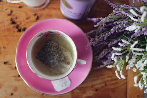 Free Tea Bag in Teacup Stock Photo