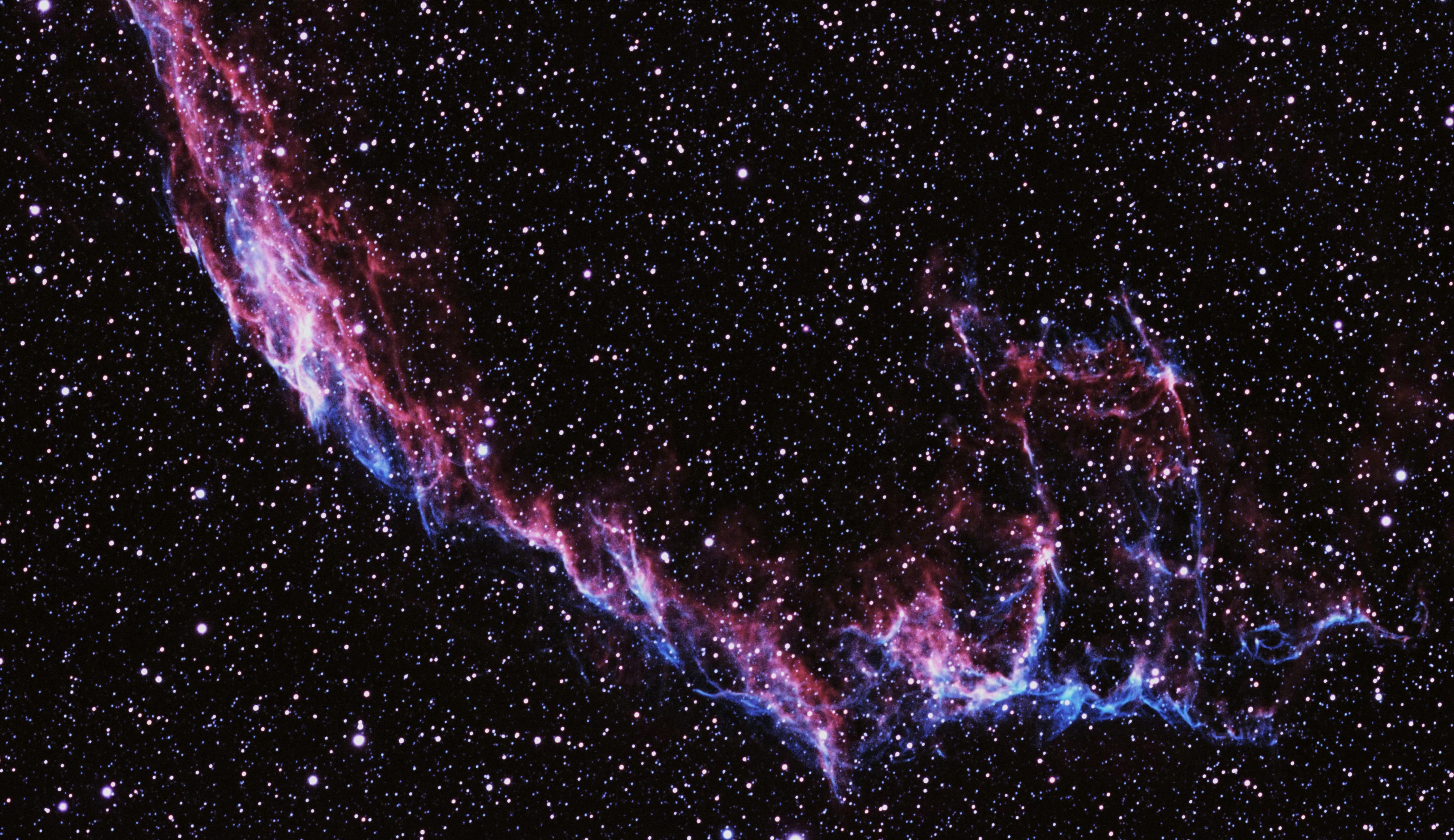 Stunning image of the Veil Nebula showing vibrant colors in the night sky.