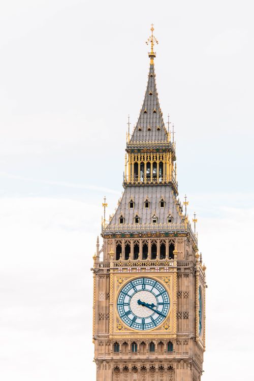 Free Close-up shot of Big Ben in London, a symbol of British heritage, under a clear sky. Stock Photo