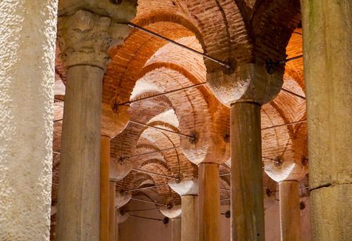 Free Explore the architectural beauty of the Basilica Cistern in Istanbul with its intricately carved stone columns. Stock Photo