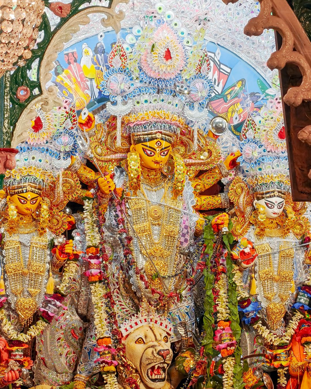 Vibrant Durga Puja idol decoration