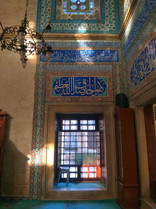 Free Detailed view of intricate Ottoman tile designs inside a mosque in Manisa, Türkiye. Stock Photo