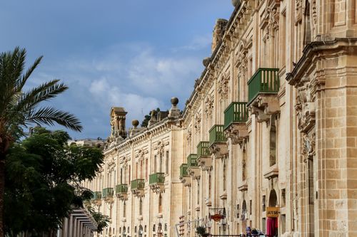 Free Elegant historic building under a clear sky in La Valletta, Malta, showcasing classic Maltese architecture. Stock Photo