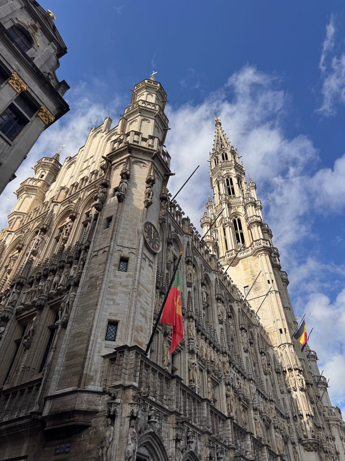 Brussels Town Hall on the Grand Place under a clear blue sky
