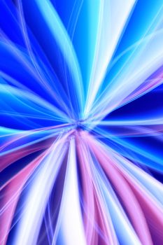 Vibrant abstract light trails in blue and pink create a dynamic visual effect, symbolizing speed and motion.