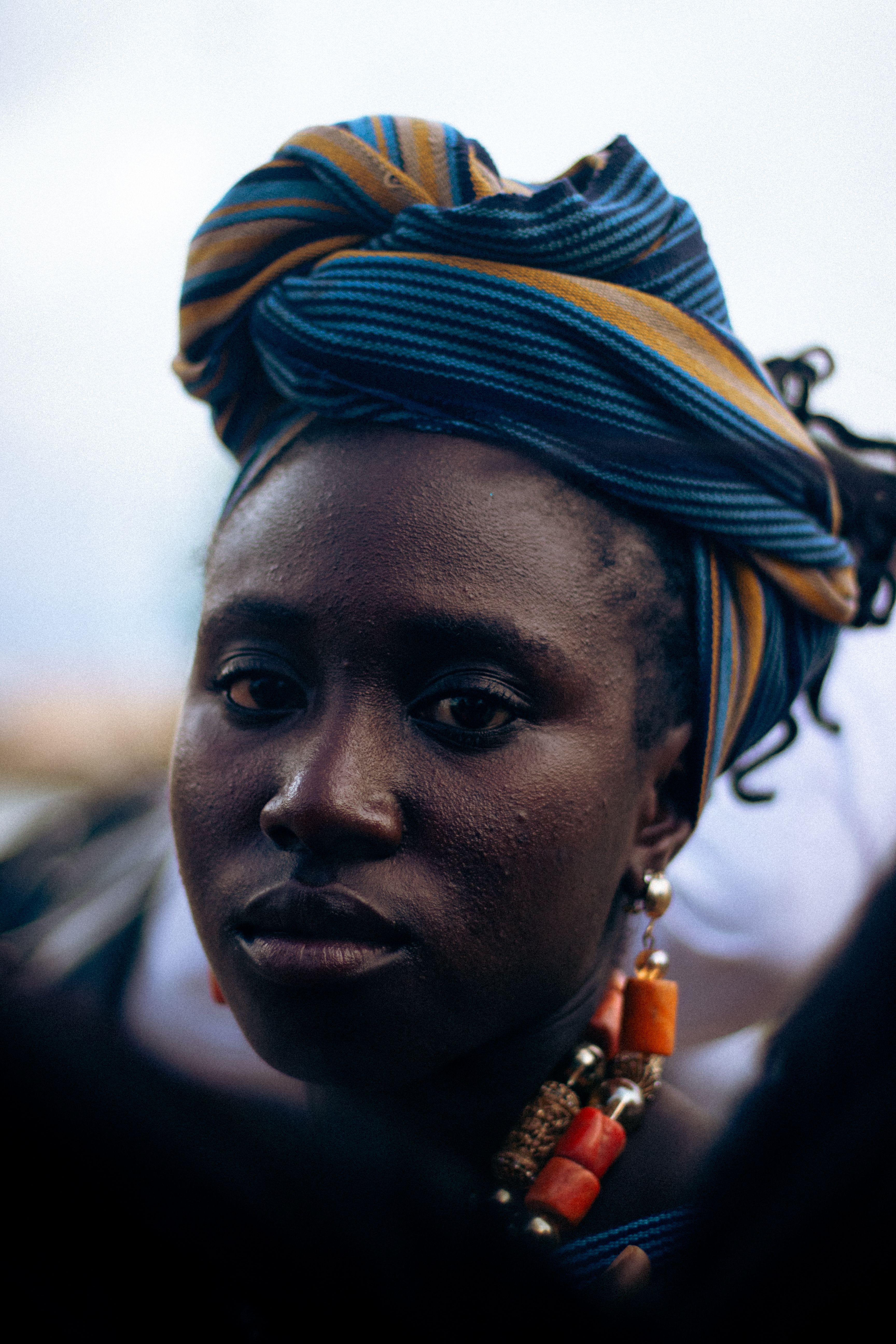 Portrait of Woman with Colorful Headscarf · Free Stock Photo
