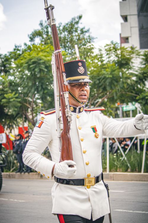 Mexican Soldier in Parade with Historic Uniform Free Stock Photo Mexican Soldier in Parade with Historic Uniform Free Stock Photo