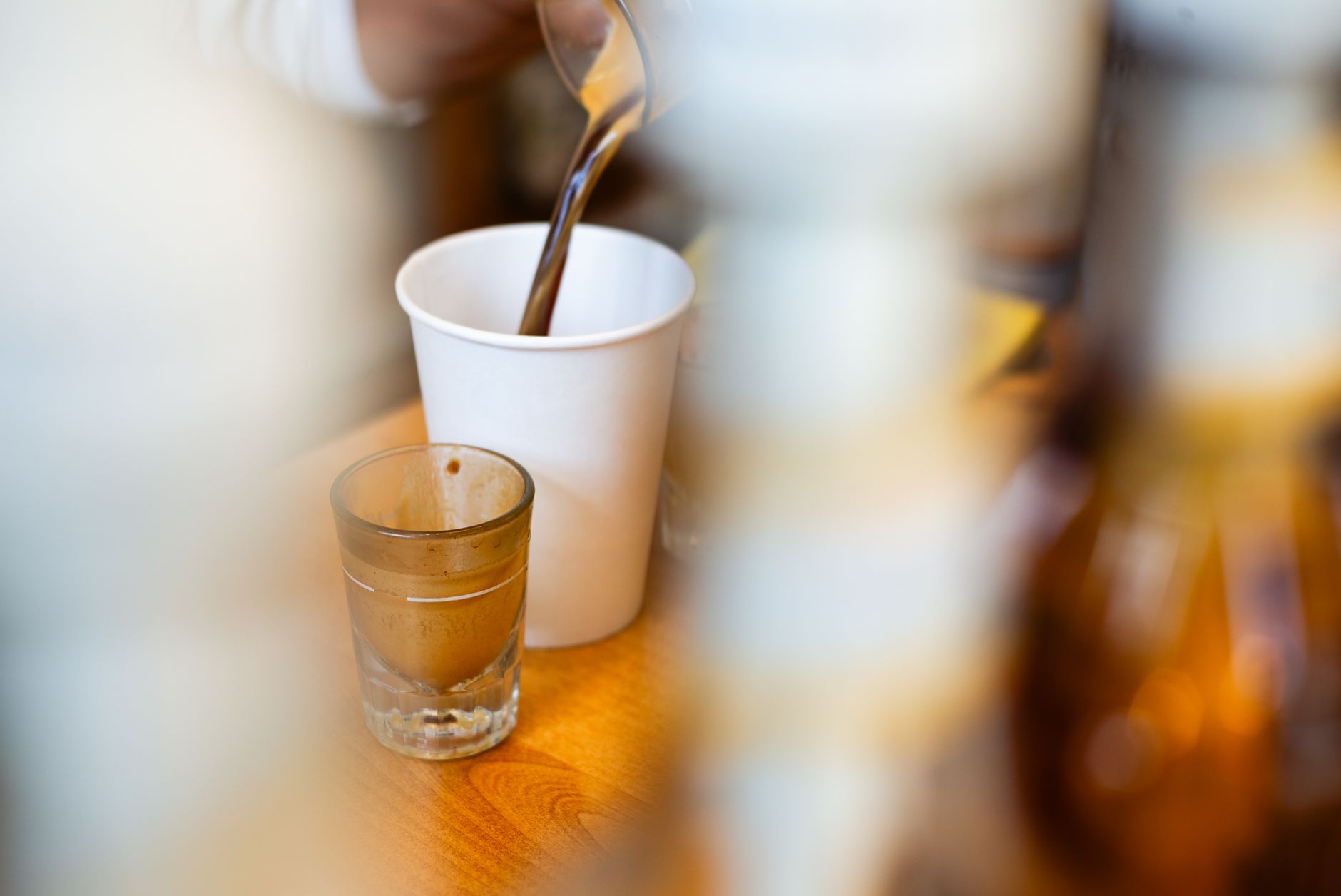 Espresso being pulled at a small independent cafe in downtown Springfield Tennessee